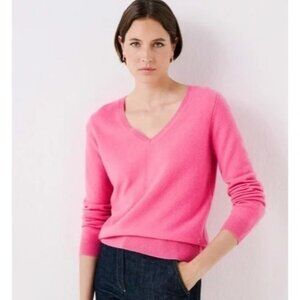 J.Crew Cashmere Relaxed V-Neck Sweater in Pink - Sz M